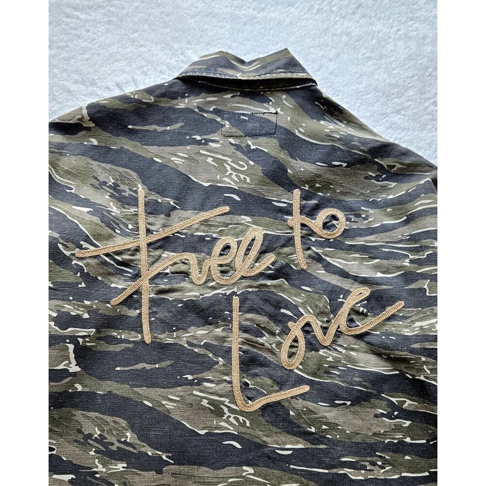 CURRENT/ELLIOTT "Free to Love" chic camo cotton-linen pocket goop jacket $298 M - Picture 9 of 16